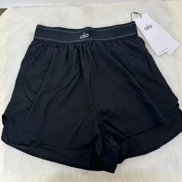 Alo Black Double Layer SportsShorts Women's Size S - Picture 4 of 5